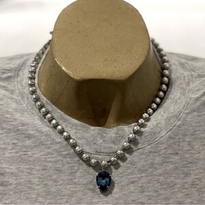 Rebekah Price Blue Tiny Tear Drop Necklace